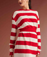 KNIT DRESS "WESTIN" WHITE/RED
