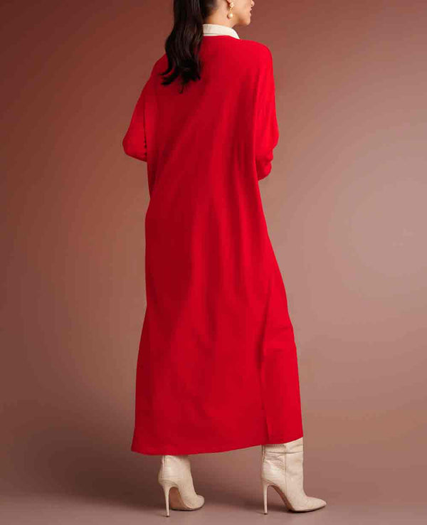 KNITTED POLO DRESS "JOHANNE" RED