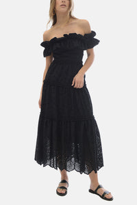 MIDI  OFF SHOULDER DRESS "DAPHNE" BLACK