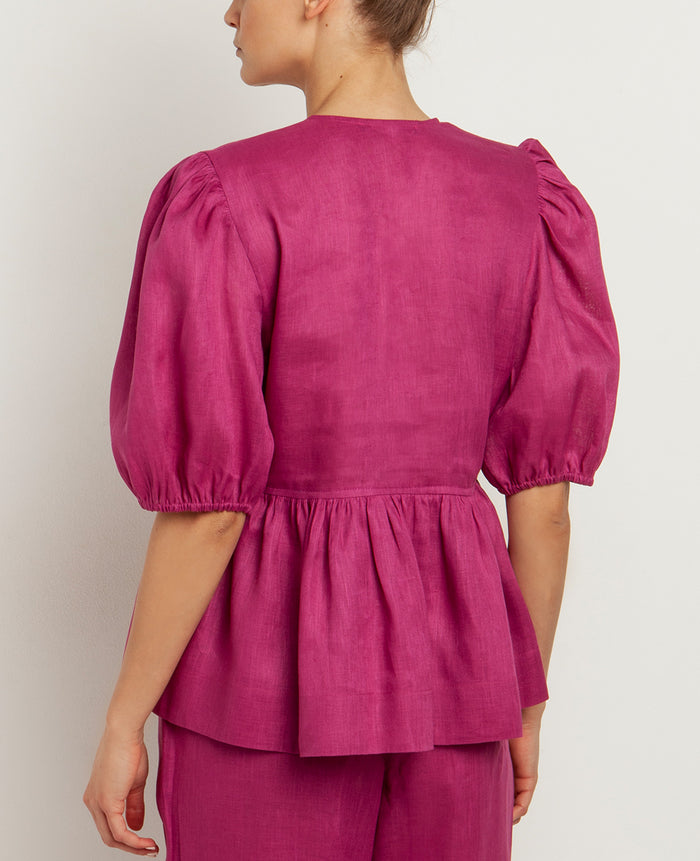 LINEN BLOUSE "ELINA" MAGENTA