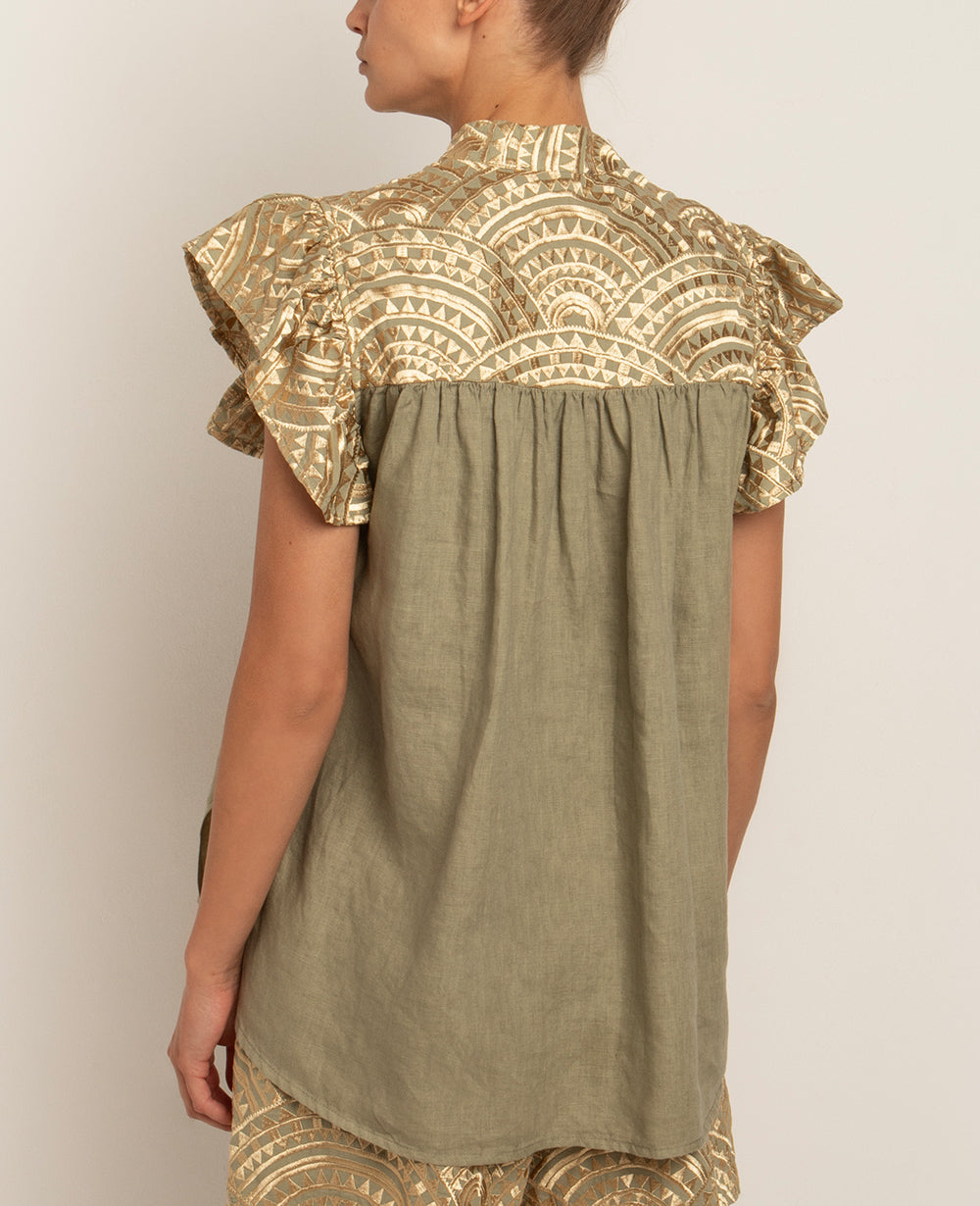 LINEN BLOUSE WITH RUFFLES "TRIANGLE"