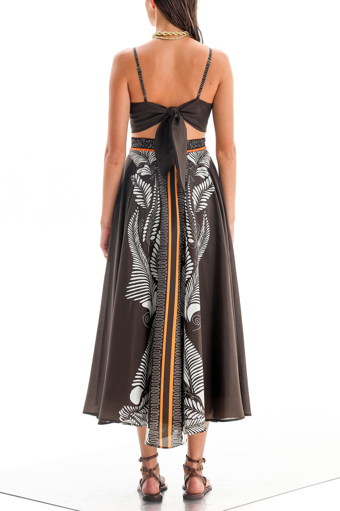 STRAPPY MIDI DRESS "ALTHEA" BLACK/WHITE/ORANGE