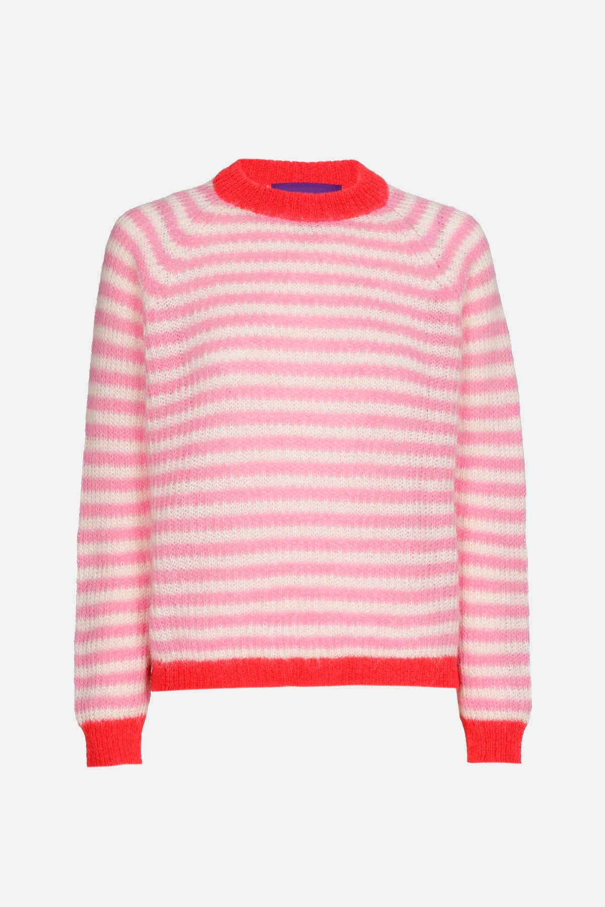 ALPACA PULLOVER "CRISTINA" CANDY PINK/WHITE/RED