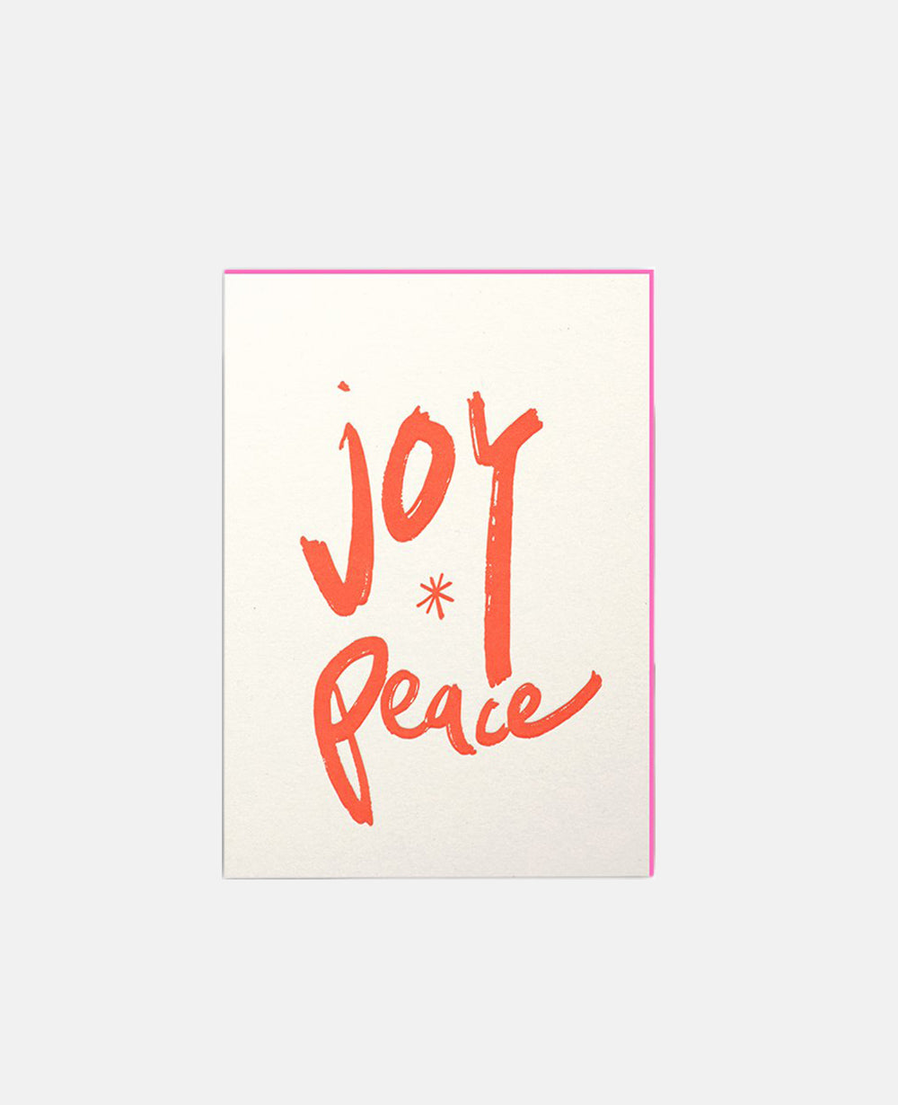 LETTERPRESS CARD "JOY*PEACE" RED/PINK