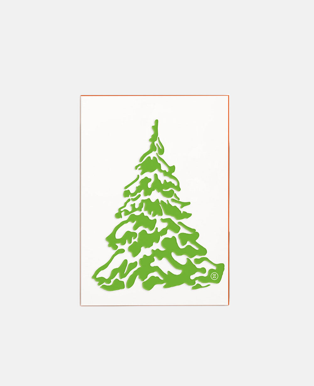 LETTERPRESS CARD "TANNE" GREEN/NEON ORANGE