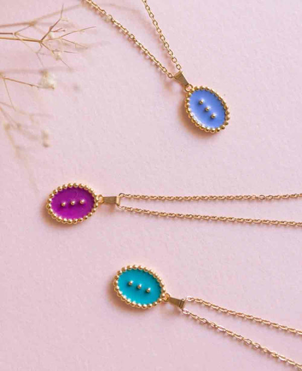 NECKLACE „THREE WISHES“ GOLD/LIGHT BLUE