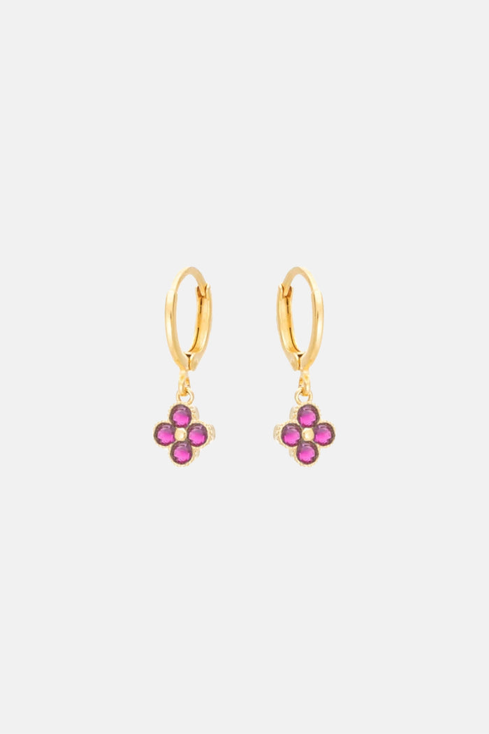 EARRINGS "FLOWER" GOLD/FUCHSIA