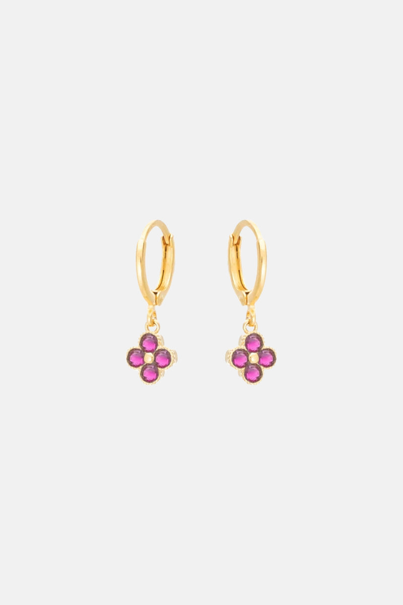 EARRINGS "FLOWER" GOLD/FUCHSIA