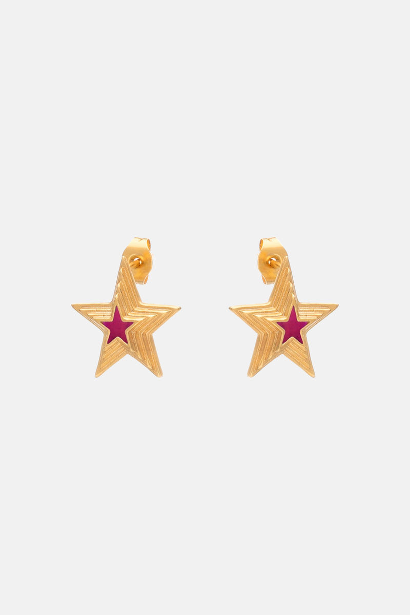 EARRINGS "RISING STAR" GOLD/FUCHSIA