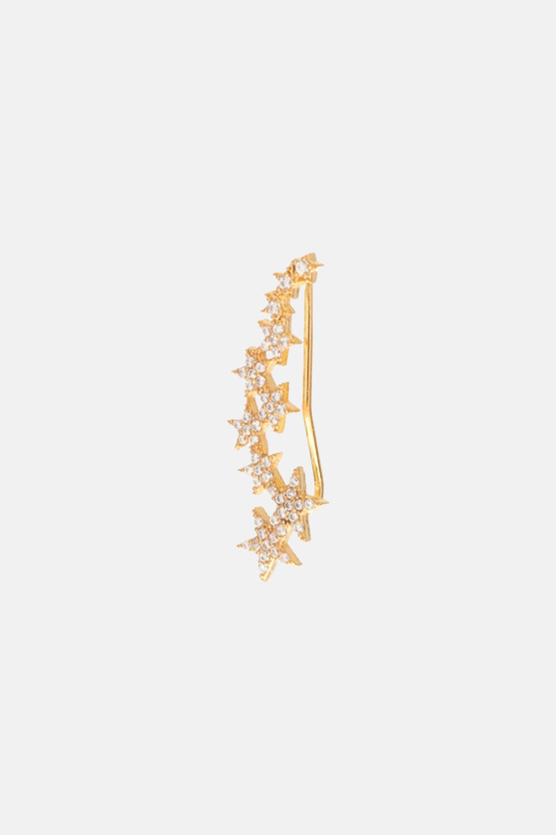 EARRING/EARCLIMBER "STARS" GOLD/CRYSTAL