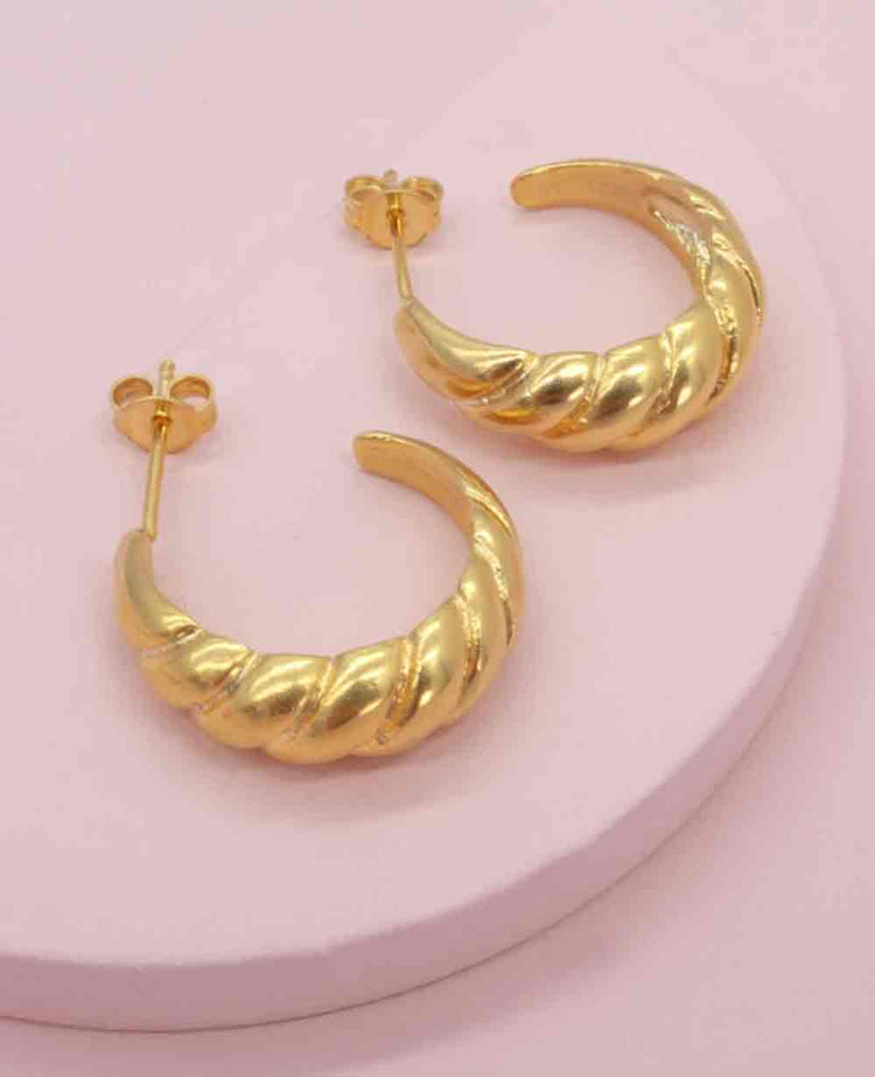 SMALL HOOPS "DOMED" - GOLD