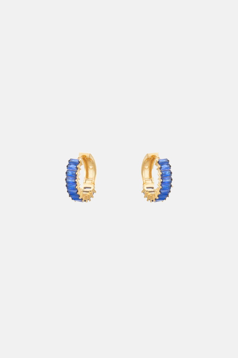 SMALL ZIRCONIA HOOPS "ELLE" GOLD/BLUE