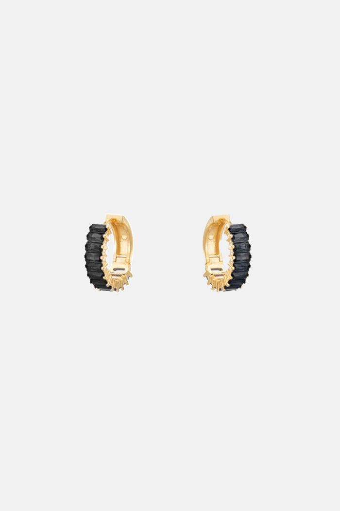 SMALL ZIRCONIA HOOPS "ELLE" GOLD/BLACK