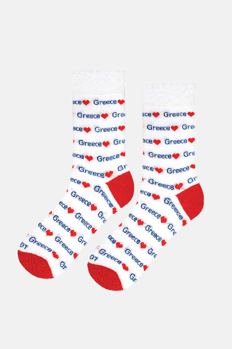 SOCKS "LOVE GREECE" WHITE/RED/BLUE