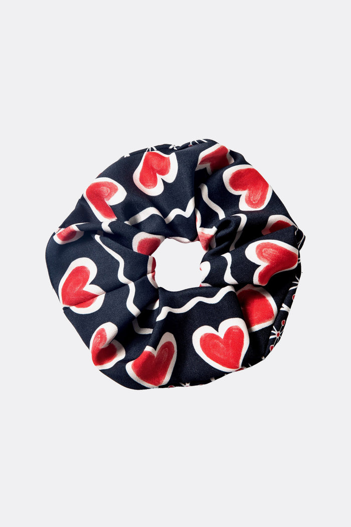 SCRUNCHIE "HEARTS" BLACK