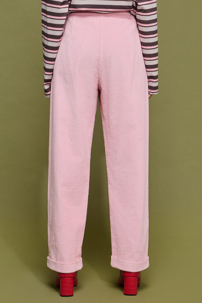 OVERSIZED COTTON CORDUROY PANTS PALE PINK