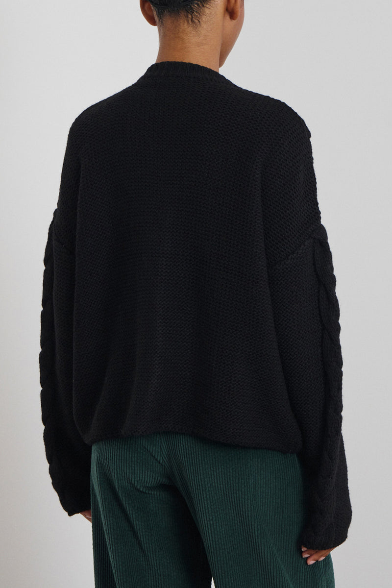 OVERSIZED KNIT CARDIGAN WITH JEWEL BUTTONS BLACK
