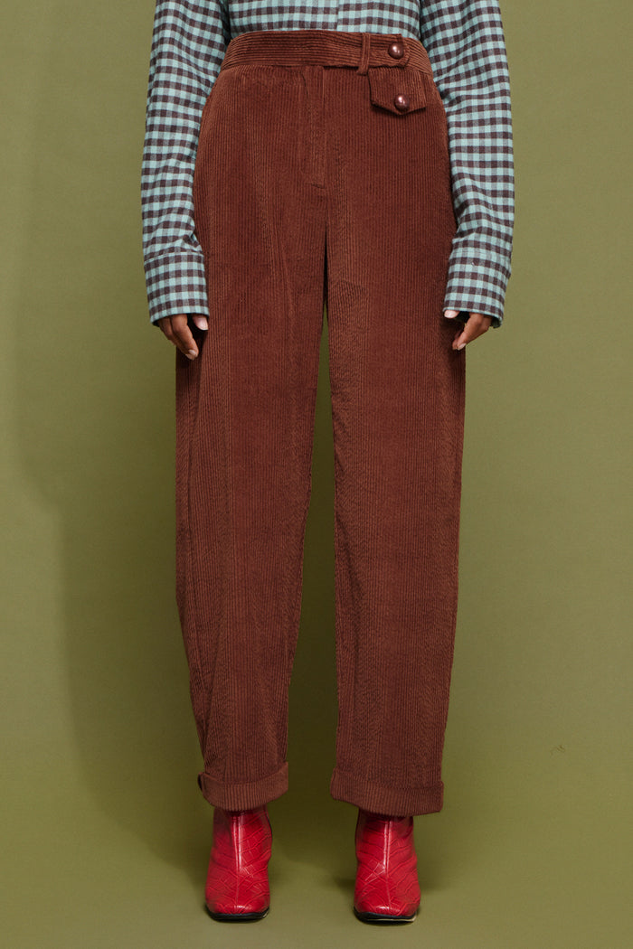 OVERSIZED COTTON CORDUROY PANTS CHOCO