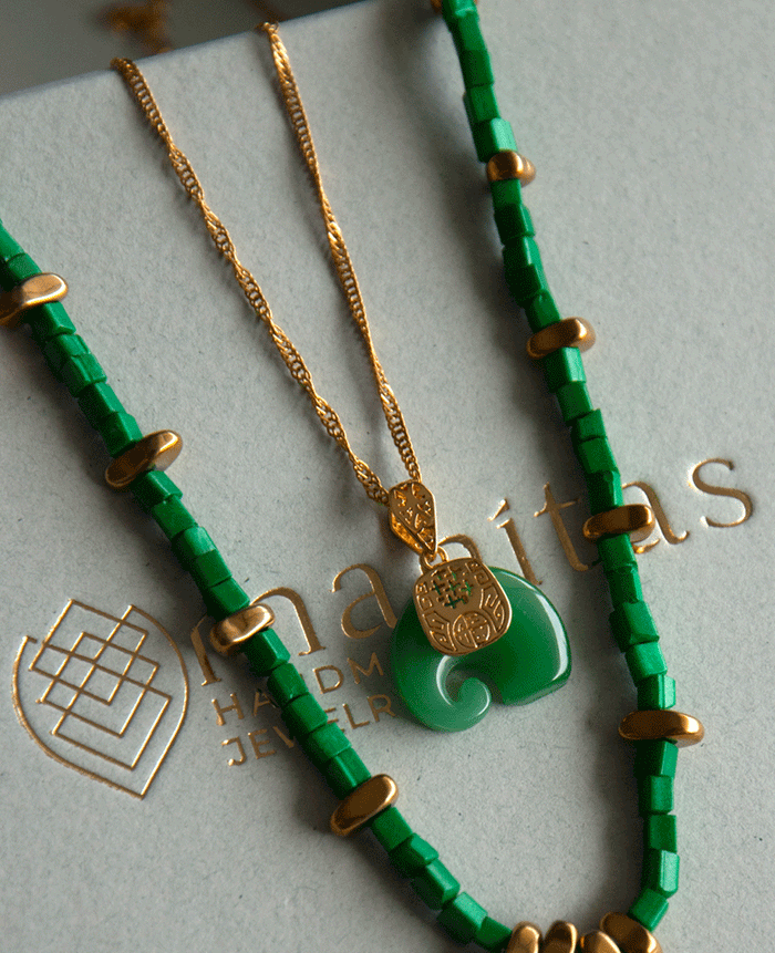 NECKLACE "CHLOE" GOLD/GREEN