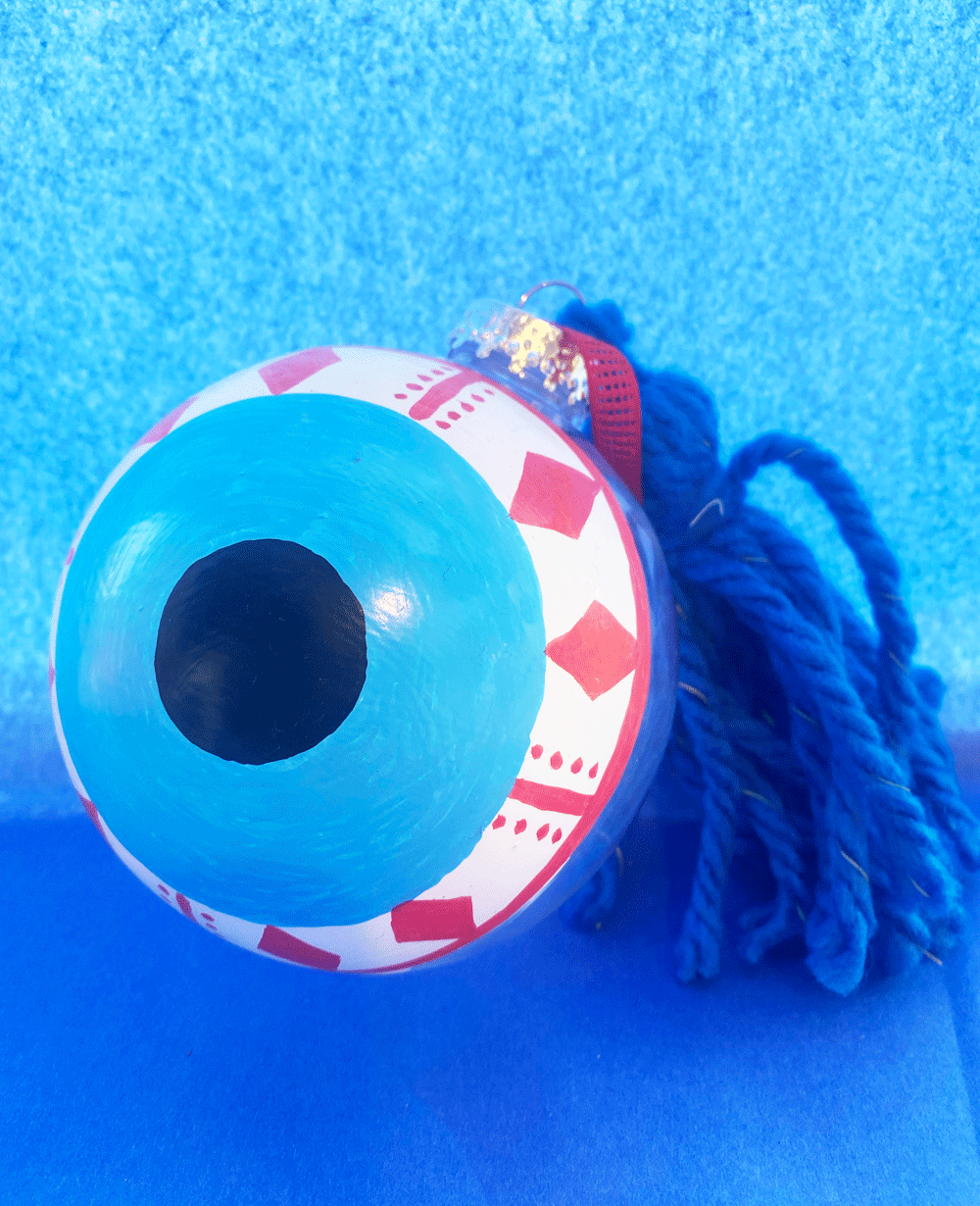 HAND PAINTED CHRISTMAS BALLS  "BLUE EYE"