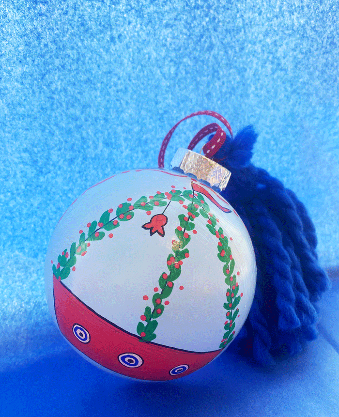 HAND PAINTED CHRISTMAS BALLS  "BOAT"