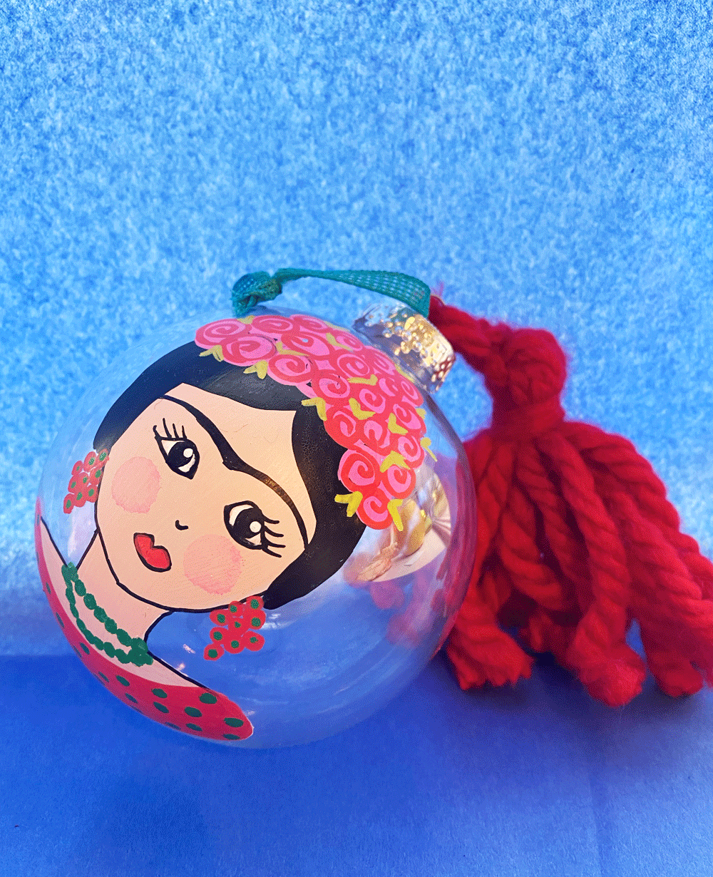 HAND PAINTED CHRISTMAS BALLS  "FRIDA KAHLO"