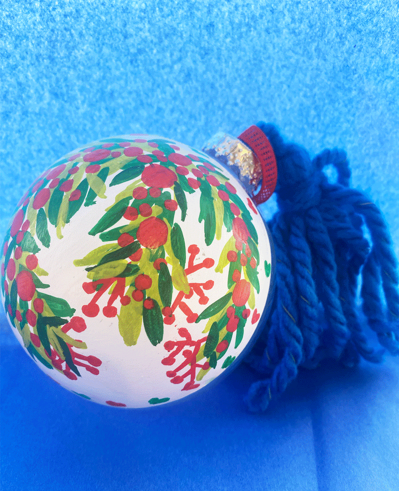 HAND PAINTED CHRISTMAS BALLS  "MISTLETOE"