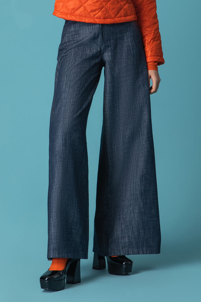 HIGHWAIST WIDE DENIM PANTS "MOUTAKI"