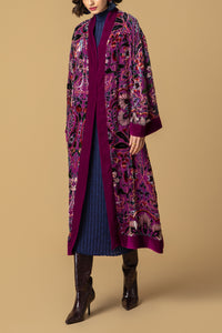 VELVET KIMONO WITH BELT "FLORA"