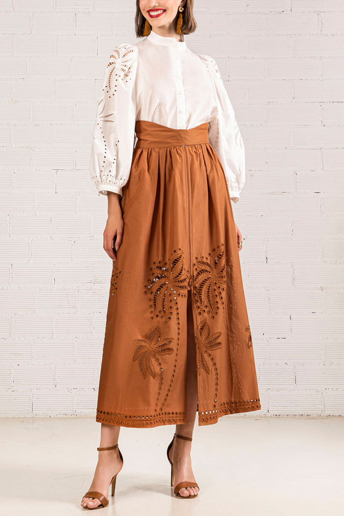 EMBROIDERED MIDI SKIRT "PALM SPRINGS"