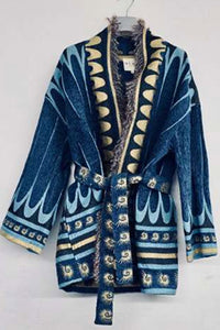 JACQUARD KIMONO JACKET "ILARIA" BLUE