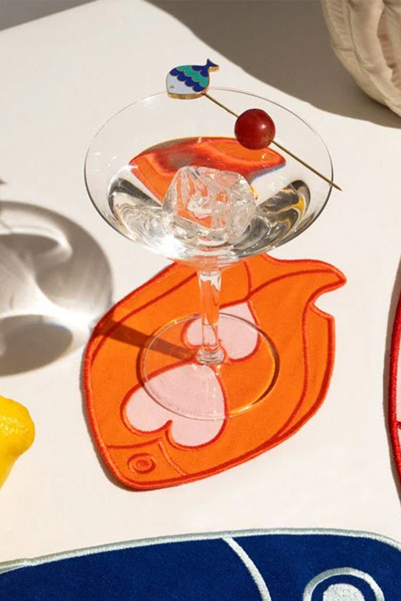 COCKTAIL COASTERS “FISH SPLASH” ORANGE