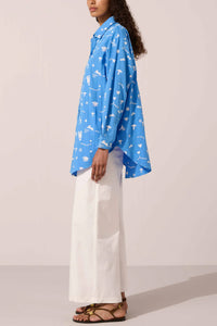 EMBELLISHED COTTON BLOUSE "BLUE LOBSTER" BLUE/WHITE