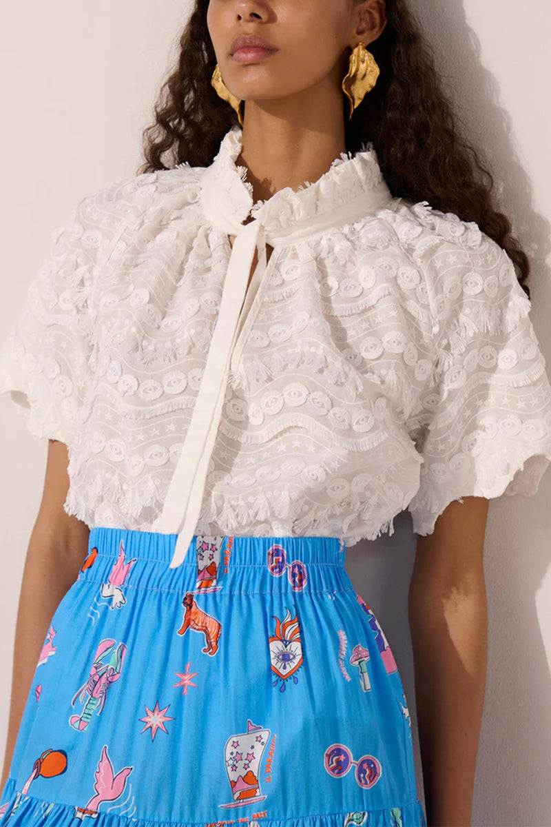EMBELLISHED OVERSIZED BLOUSE "MOLLY ALLEGRA" WHITE