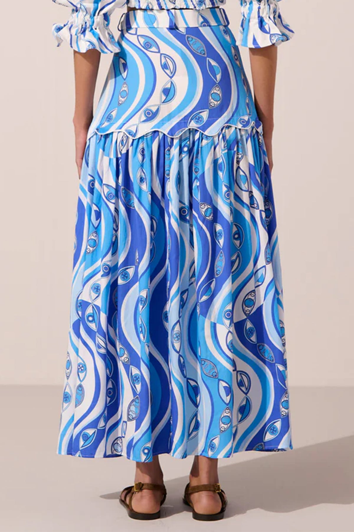 LONG SKIRT "OCEAN EYES" WHITE/BLUE