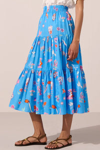 MIDI SKIRT "WHITE RABBIT" BLUE/MULTICOLOR