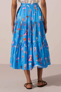 MIDI SKIRT "WHITE RABBIT" BLUE/MULTICOLOR