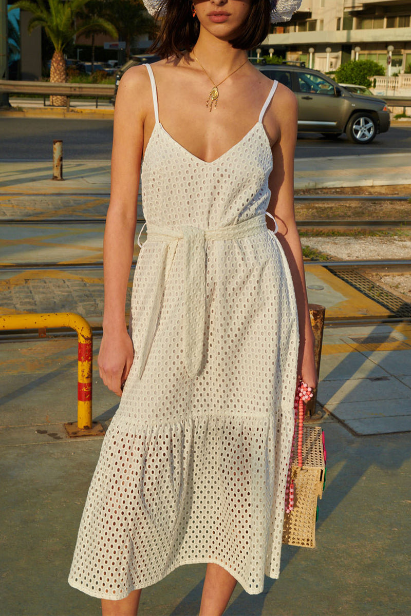 STRAPPY MIDI DRESS  "CELIA" WHITE