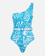 SWIMSUIT "COSMIC DANCER" - TURQUOISE/WHITE