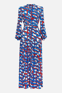 LONG DRESS "DAYDREAM" RED/BLUE