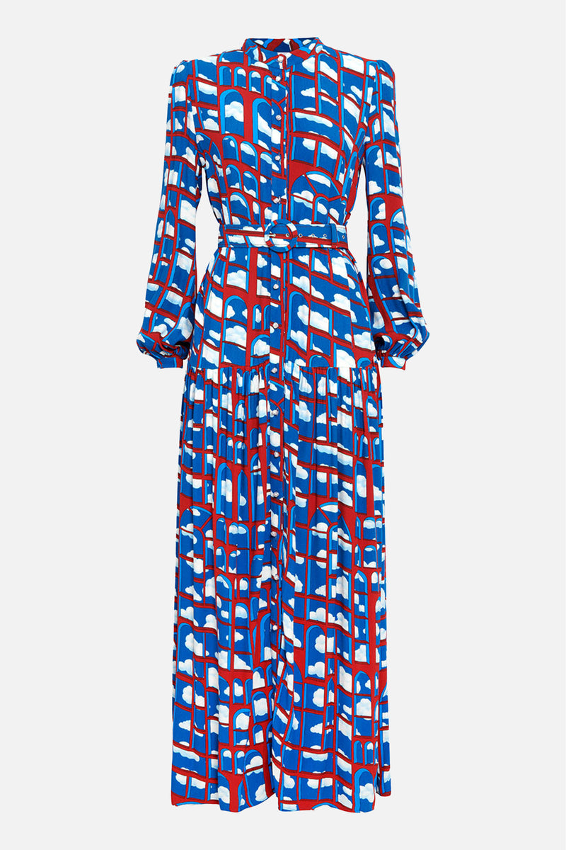 LONG DRESS "DAYDREAM" RED/BLUE