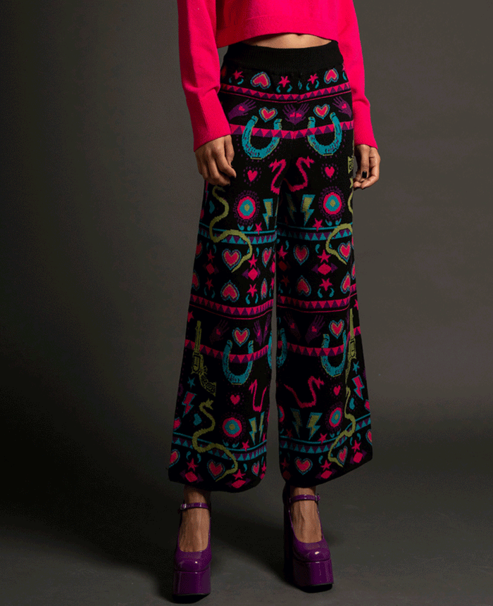 KNITTED PANTS "SALOON" MULTICOLOR