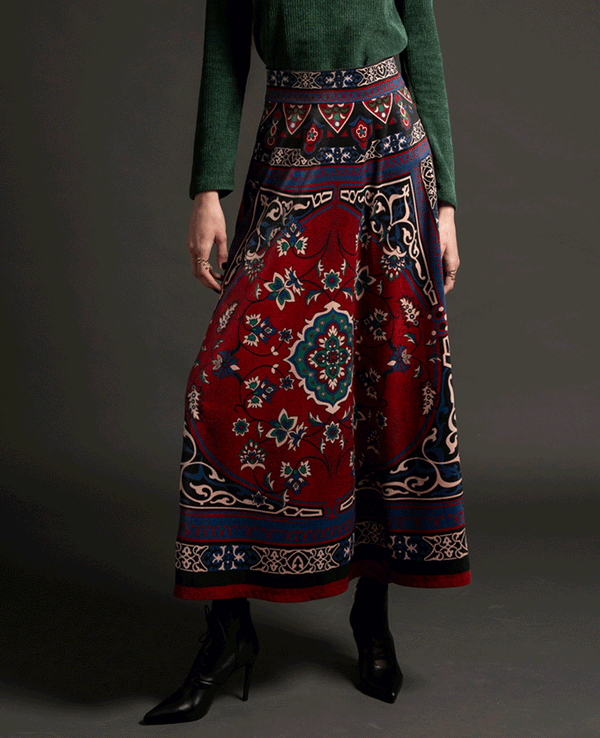 LONG CORDUROY SKIRT "ARCHIVAL" MULTICOLOR