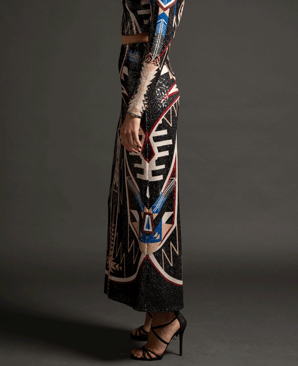 LONG SKIRT WITH SEQUINS "LUNAR"