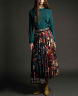 ASYMMETRICAL PLEATED SKIRT "INSECTA" MULTICOLOUR