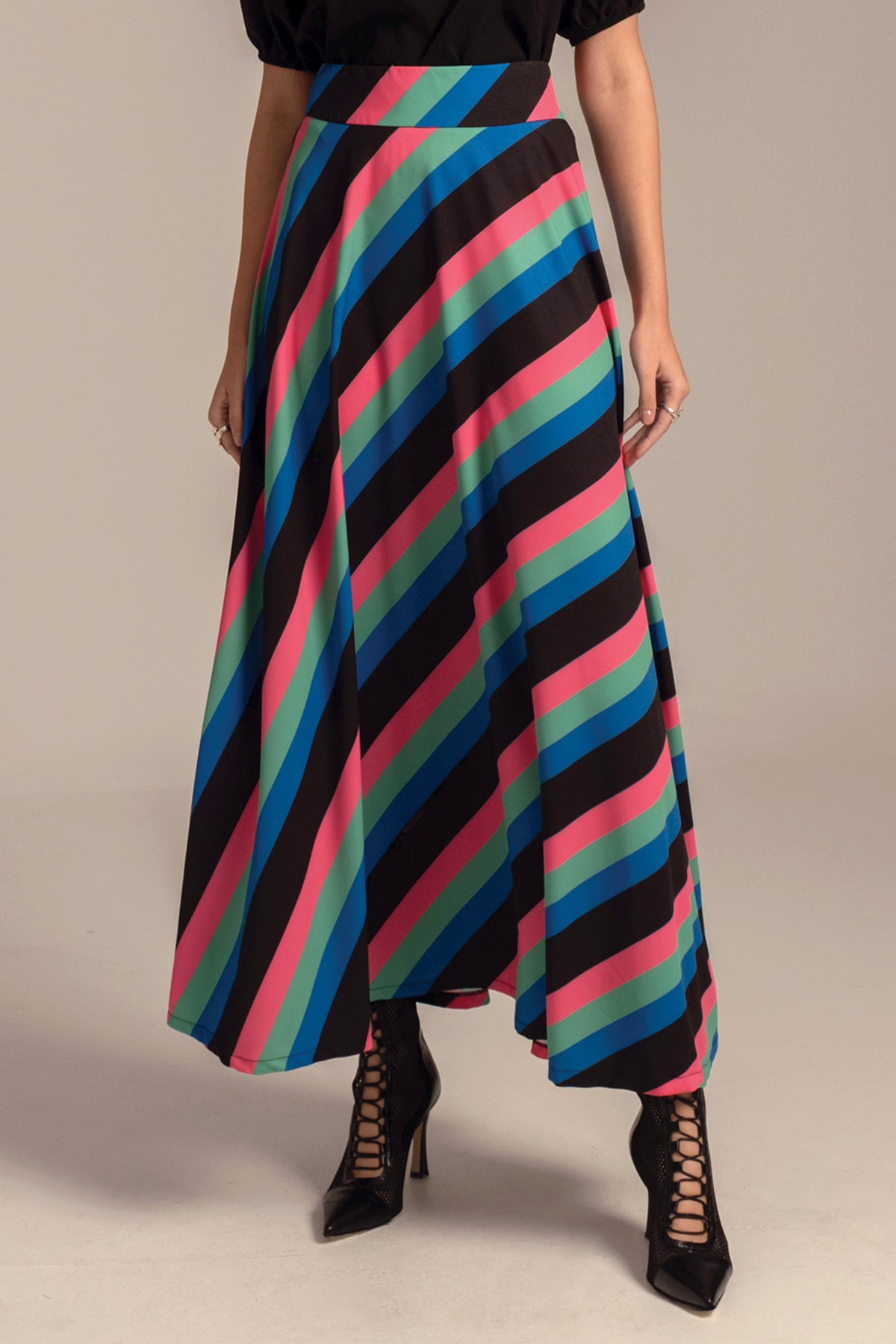 LONG TWILL SKIRT "RADIANT" MULTICOLOR