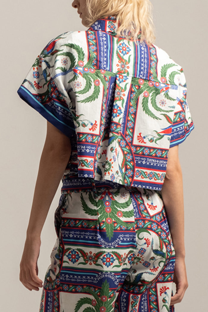 CROPPED POPELINE BLOUSE "IZNIK" MULTICOLOR