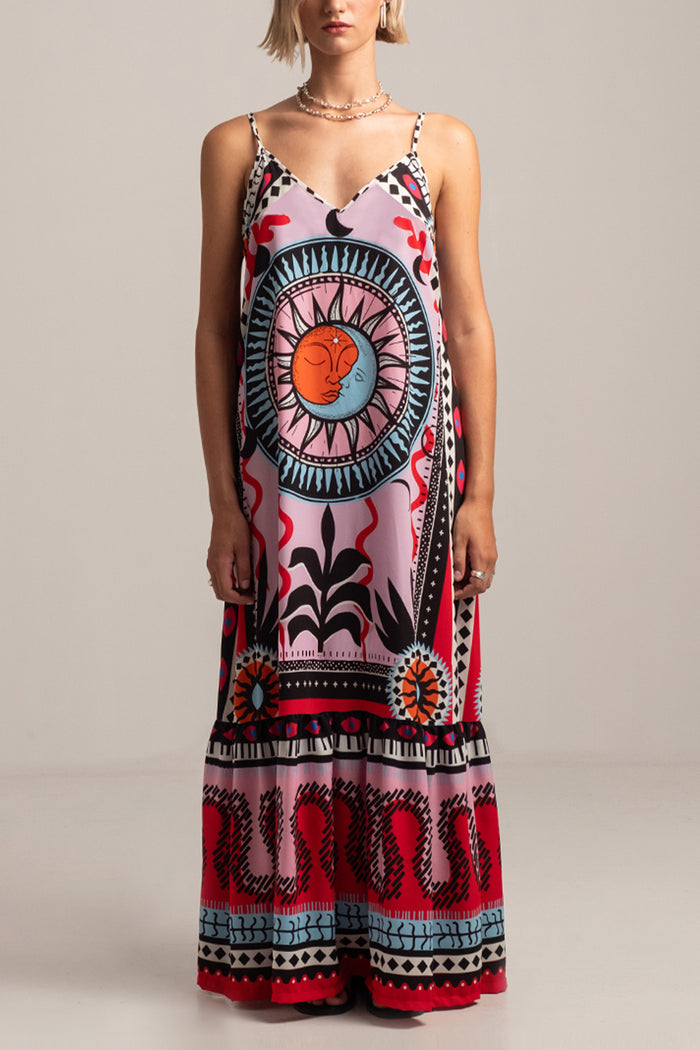 STRAPPY LONG DRESS "ECLIPSE" MULTICOLOR