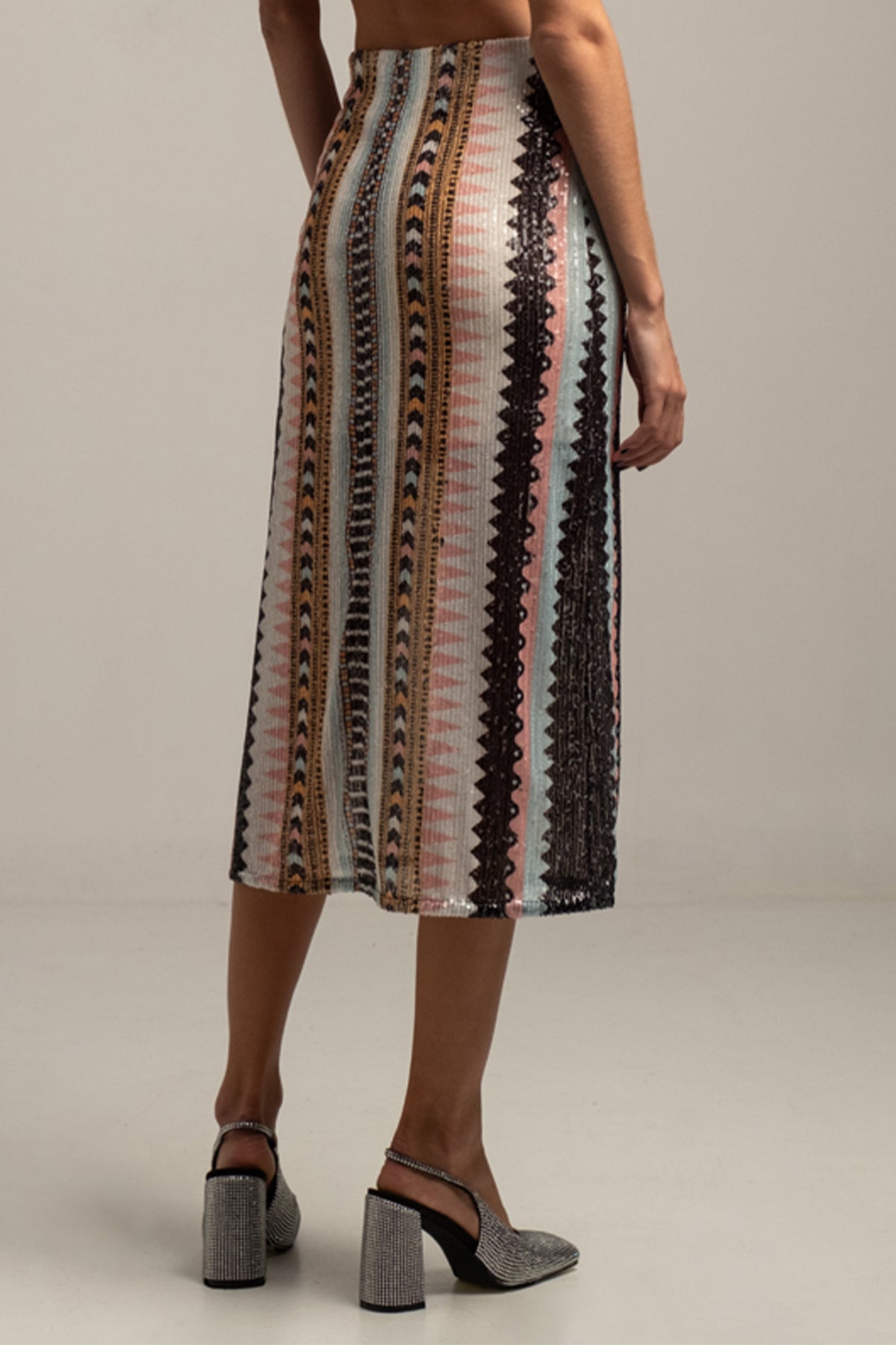 MIDI SKIRT WITH SEQUINS "LUCID" MULTICOLOR