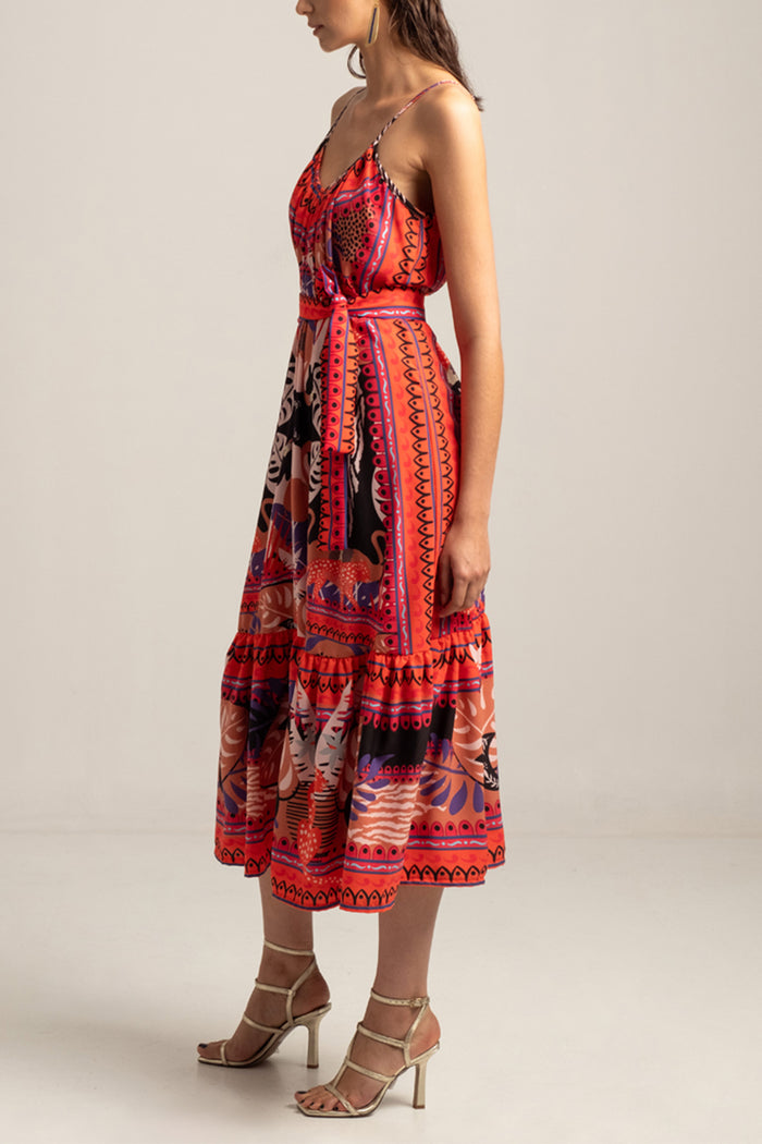 STRAPPY MIDI DRESS "FRACTAL" MULTICOLOR